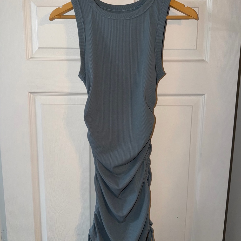 Blue Ruched Bodycon Mini Dress